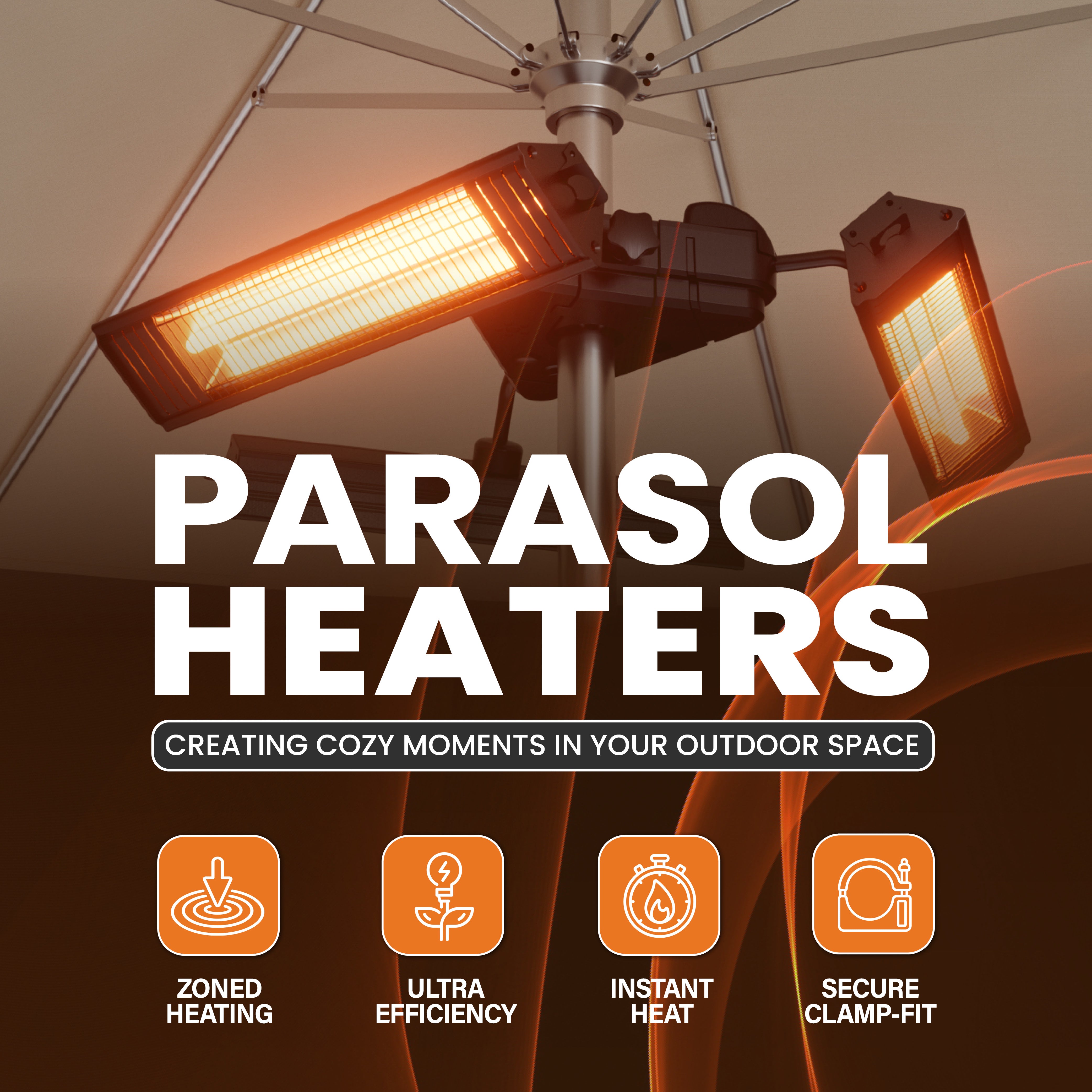 Infrared Triple 3KW Parasol Heater With Wifi & Remote Control