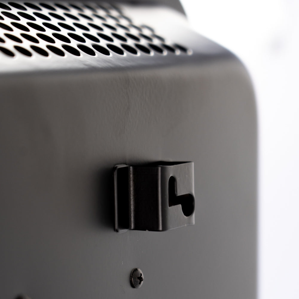 Close up of the air vents on the black Designer Electric Glass Panel Heater 2000W With Smart WIFI Alexa and Remote Control