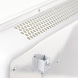 Load image into Gallery viewer, Close-up of the air vents on the white Designer Electric Glass Panel Heater 1500W With Smart WIFI Alexa and Remote Control