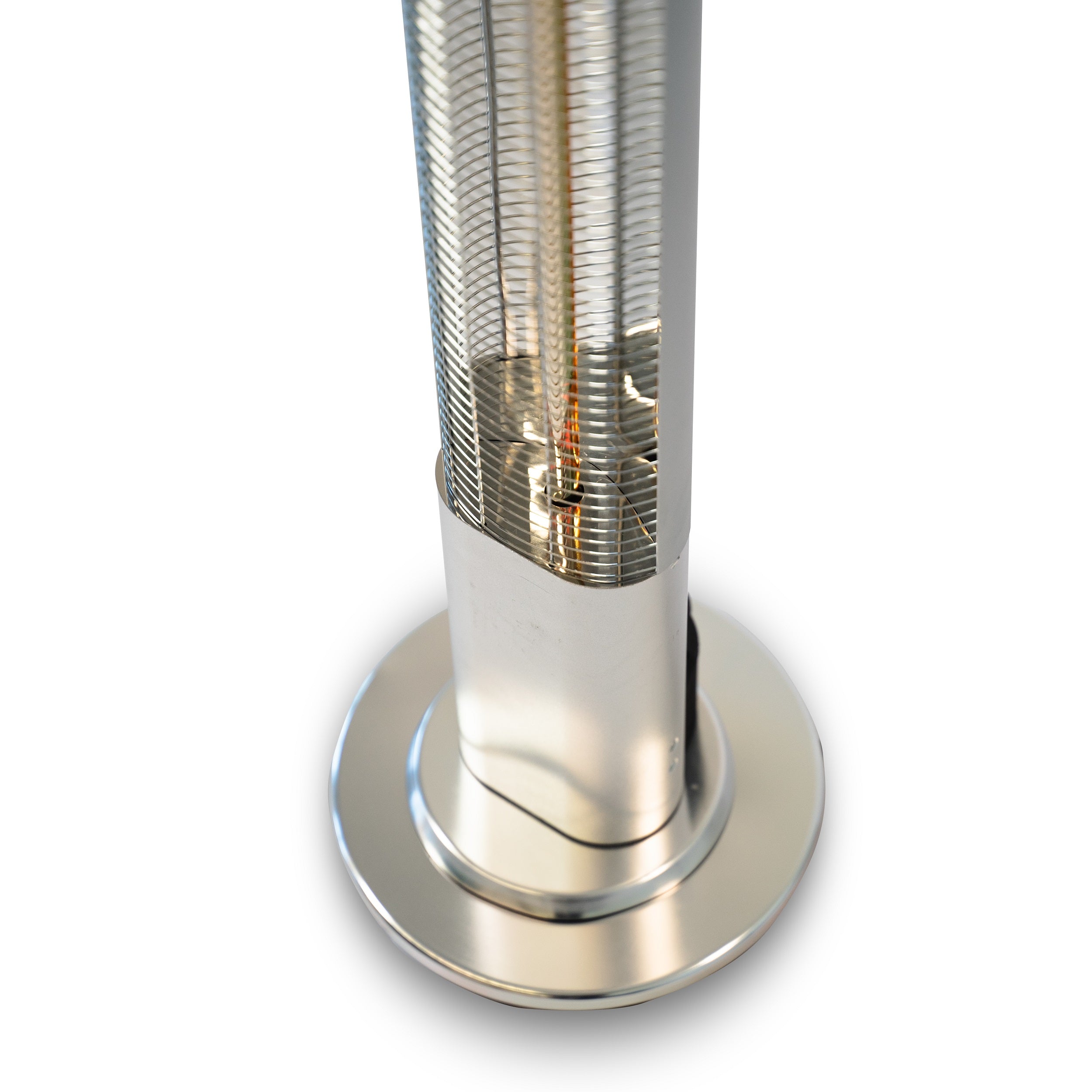 Close up of the silver 2KW Rotating Upright Infrared Heater UP-20 rotating base