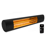Load image into Gallery viewer, Black KMH-20R 2KW Wall Mounted Infrared Outdoor Heater with its black remote against a white background