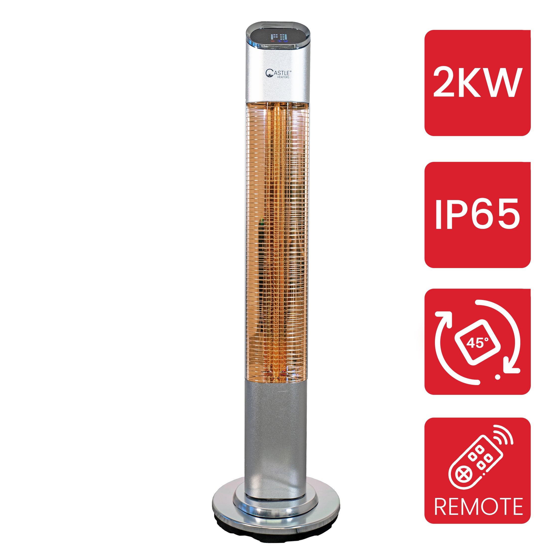 2KW LED Touchscreen Rotating Upright Infrared Heater UP-20 Outdoor IP65