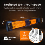 Load image into Gallery viewer, 2500W Wi-Fi Infrared Patio Heater – Low Glare, Remote Control, IP65 | KMH-25R9