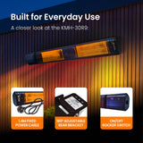 Load image into Gallery viewer, 2500W Wi-Fi Infrared Patio Heater – Low Glare, Remote Control, IP65 | KMH-25R9