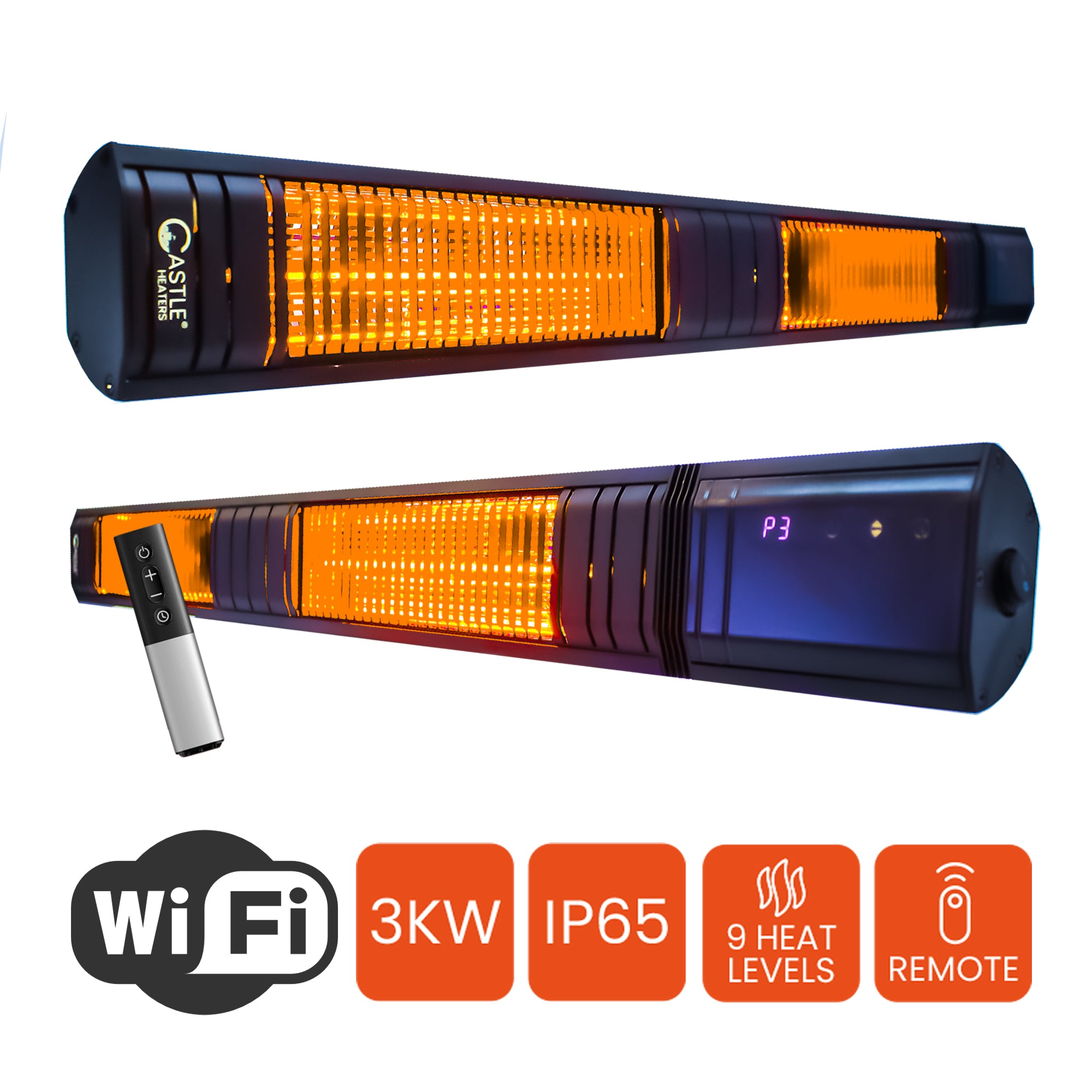 KMH 30R 3KW Infrared Outdoor Garden Patio Heater Wall Mounted Remote Control