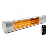 Load image into Gallery viewer, Silver KMH-20R 2KW Wall Mounted Infrared Outdoor Heater with its black remote against a white background