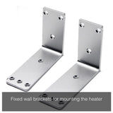 Load image into Gallery viewer, Photograph of two outdoor garden heater wall brackets against a white background with the caption &quot;fixed wall brackets for mounting the heater&quot;