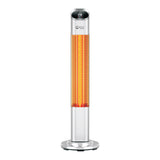 Load image into Gallery viewer, Silver 2KW Rotating Upright Infrared Heater UP-20 with its lamp on against a white background